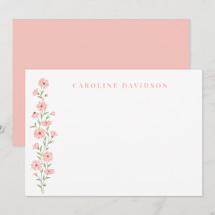 Minimalistische Pfirsich-Blumen-Personalisierte-No Mitteilungskarte