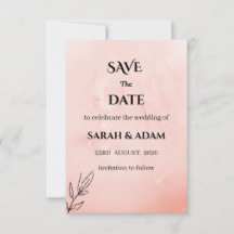 Minimalistische Pfirsich-Botanik-Hochzeitseinladun