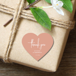 Minimalistische Pfirsichhochzeit Herz-Aufkleber