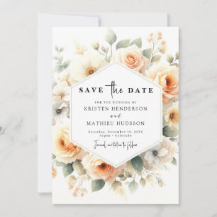 Minimalistische Pfirsichhochzeit Save The Date