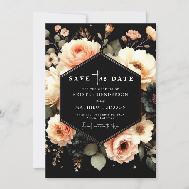 Minimalistische Pfirsichhochzeit Save The Date (Vorderseite)