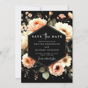 Minimalistische Pfirsichhochzeit Save The Date