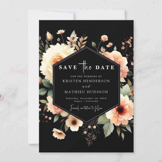 Minimalistische Pfirsichhochzeit Save The Date (Vorderseite)