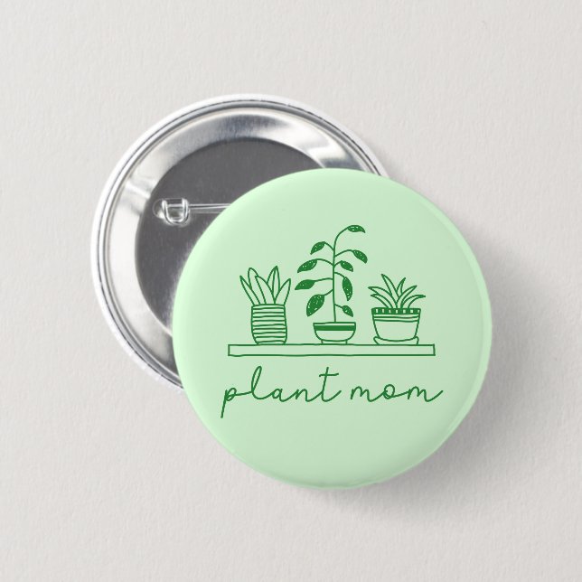 Minimalistische Pflanze Mama Niedliche Pflanze Lov Button (Vorne & Hinten)