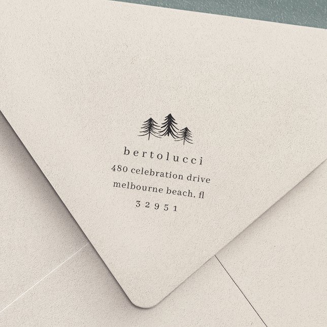 Minimalistische Pine Tree Weihnachtsfeier Rücksend Permastempel (Von Creator hochgeladen)