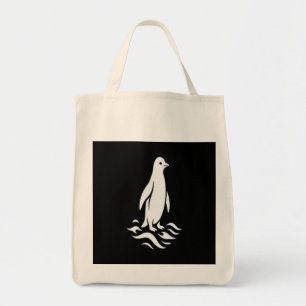 Minimalistische Pinguin-Linienkunst Winterwelle Mo Tragetasche