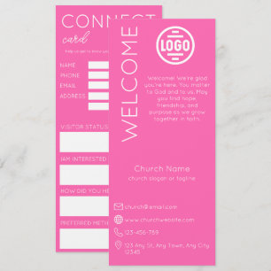 Minimalistische Pink Church Connection Card Einladung