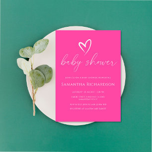 Minimalistische Pink Girl Babydusche Einladung