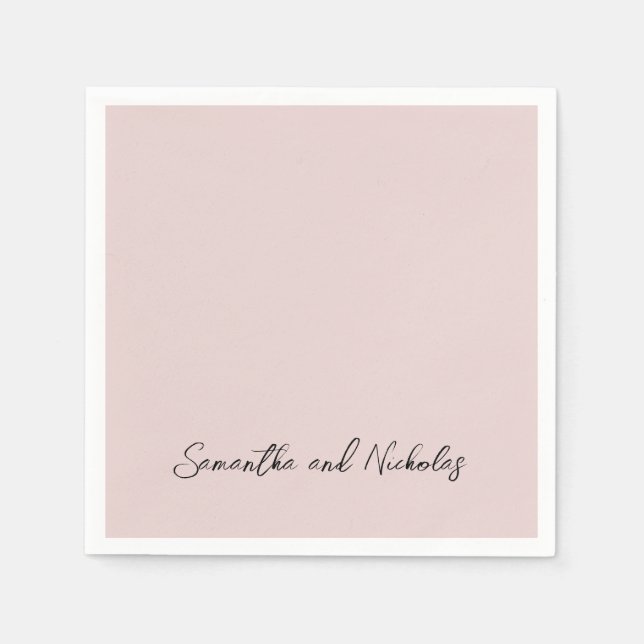 Minimalistische Pink-Kalligraphieschrift Serviette (Vorderseite)