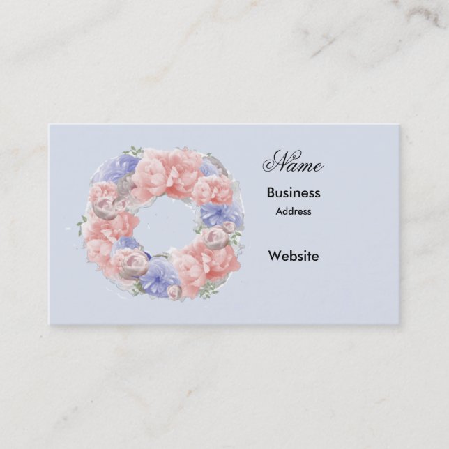 Minimalistische Pink Mauve Wreath-Visitenkarte Visitenkarte (Vorderseite)