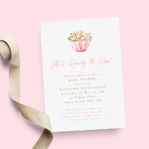 Minimalistische Pink She's Ready to Pop Baby Showe Einladung