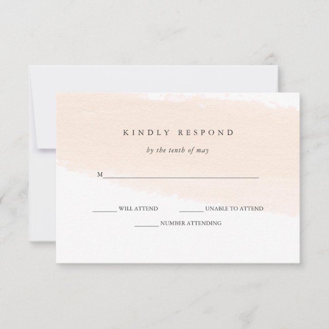 Minimalistische Pinsel | Blush Pink Stripe Wedding RSVP Karte (Vorderseite)