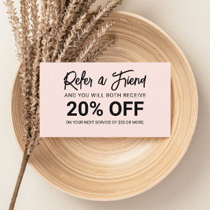 Minimalistische Pinselschrift Rosa-Referenz Empfehlungskarte