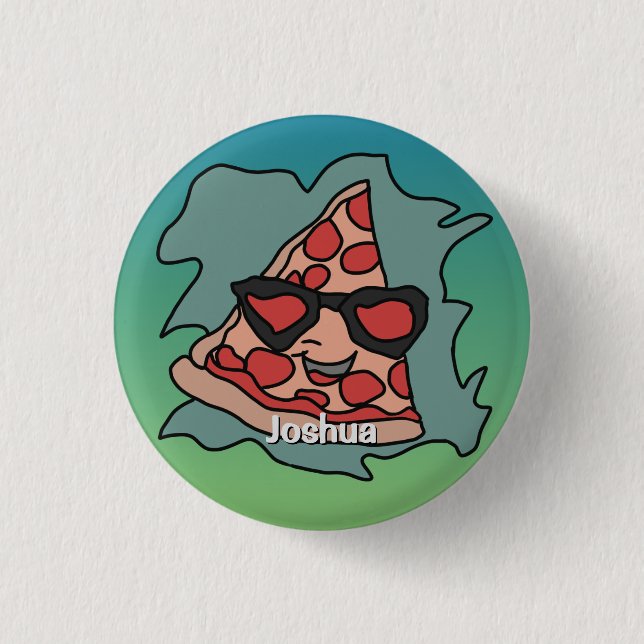 Minimalistische Pizza mit Sonnenbrille Button (Vorderseite)