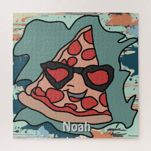 Minimalistische Pizza mit Sonnenbrille Classic Puzzle (Vertikal)