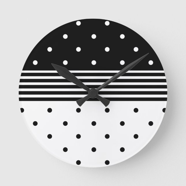 Minimalistische Polka Dot & Strickwand Uhr (Vorderseite)