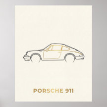 Minimalistische Porsche 911 Linienkunst