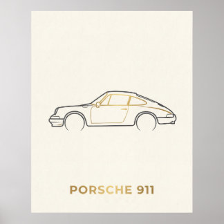 Minimalistische Porsche 911 Linienkunst Poster