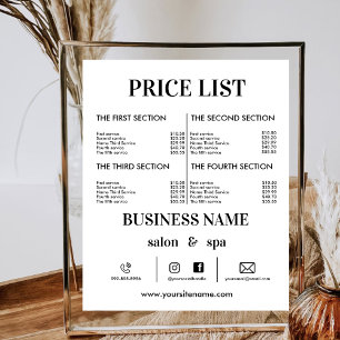 Minimalistische Preisliste Friseur Flyer Salon Poster