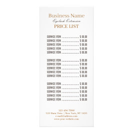 Minimalistische Preisliste für moderne Lash Künstl Werbekarte