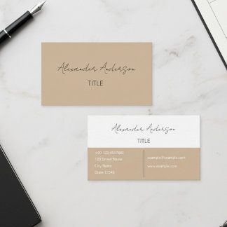 Minimalistische professionelle beige Kalligrafie Visitenkarte