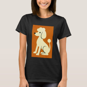 Minimalistische Pudel-Illustration im Retro-Geomet T-Shirt