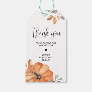 Minimalistische Pumpkin Baby Duwer Fevor Tags Geschenkanhänger