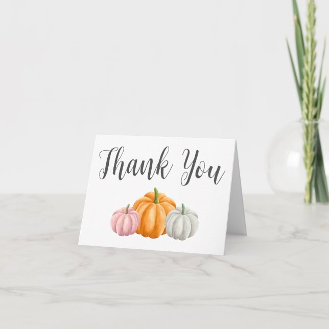 Minimalistische Pumpkin Fall Baby Dusche Dankeskarte (Vorderseite)