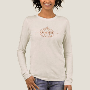 Minimalistische Pumpkin-Kontur "Grateful" Fall T - Tri-Blend Shirt
