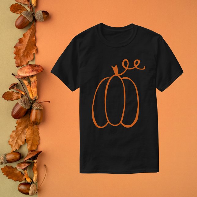Minimalistische Pumpkin-Kontur Herbst T-Shirt (Von Creator hochgeladen)