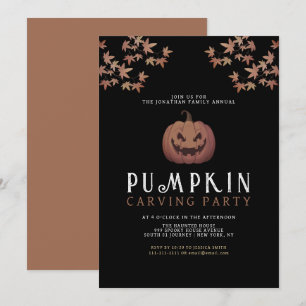 Minimalistische Pumpkin Spooky Carving Party Hallo Einladung