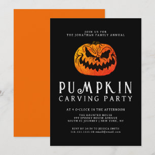 Minimalistische Pumpkin Spooky Carving Party Hallo Einladung
