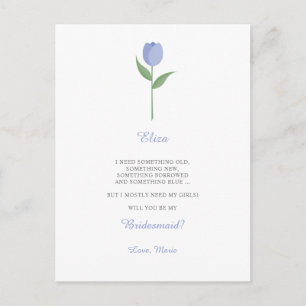 Minimalistische PurpleTulip für Brautjungfern Antr Postkarte