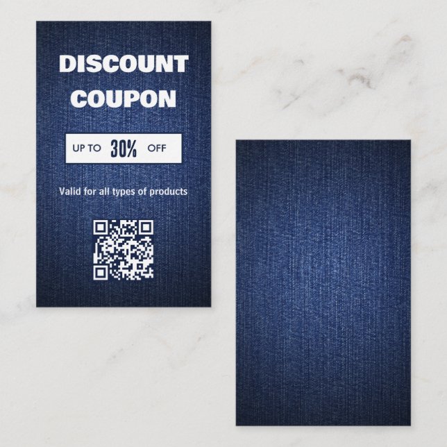 Minimalistische QR-Code-Diskontkarte Visitenkarte (Vorne/Hinten)