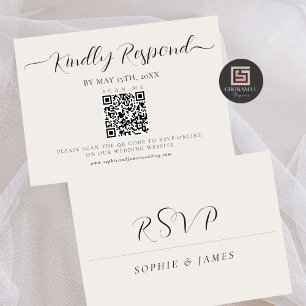 Minimalistische QR-Code-Kalligrafie-RSVP-Karte RSVP Karte