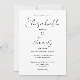 Minimalistische QR-Hochzeit in Schwarz und Weiß Einladung