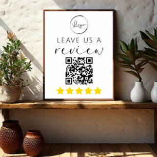 Minimalistische QR Verlasse uns ein Rezensionslogo Poster