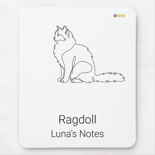 Minimalistische Ragdoll-Katze, benutzerdefinierter Mousepad (Vorne)