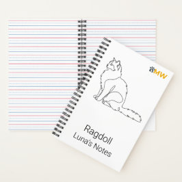 Minimalistische Ragdoll-Katze Personalisierter Nam Notizbuch