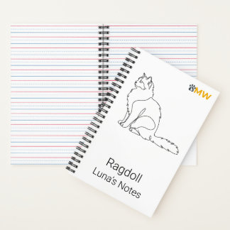 Minimalistische Ragdoll-Katze Personalisierter Nam Notizbuch