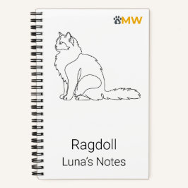 Minimalistische Ragdoll-Katze Personalisierter Nam Notizbuch