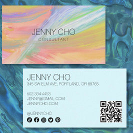 Minimalistische Rainbow-Malerei QR-Code Soziale Ic Visitenkarte