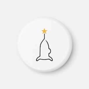 Minimalistische Rakete, One-Line-Kunst mit gelbem Magnet