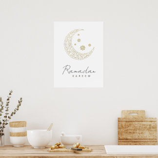 Minimalistische Ramadan-Halbmond-Linienkunst mit i Poster