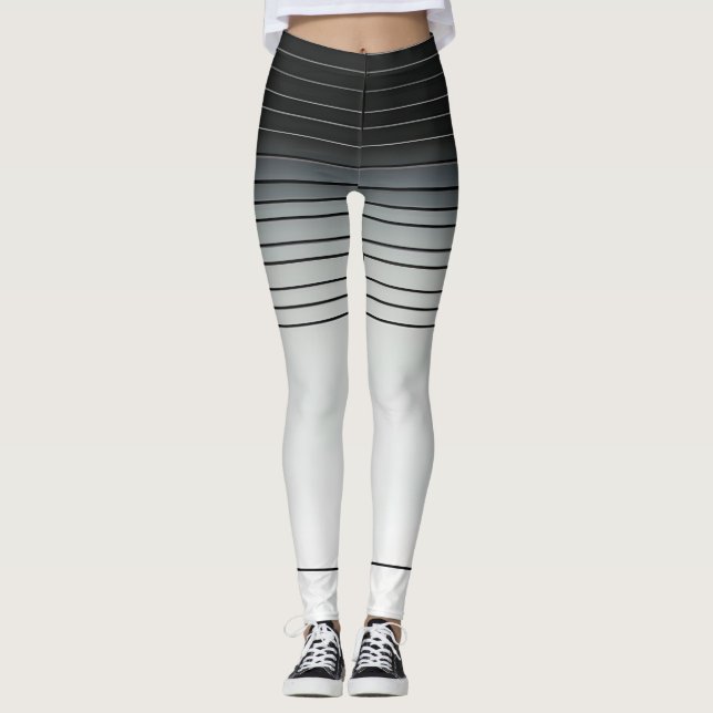 Minimalistische Rasterlinien in Grau und Weiß Leggings (Vorderseite)