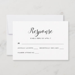 Minimalistische Reaktion auf Schwarz-Weiß-Hochzeit RSVP Karte