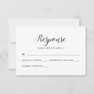Minimalistische Reaktion auf Schwarz-Weiß-Hochzeit RSVP Karte