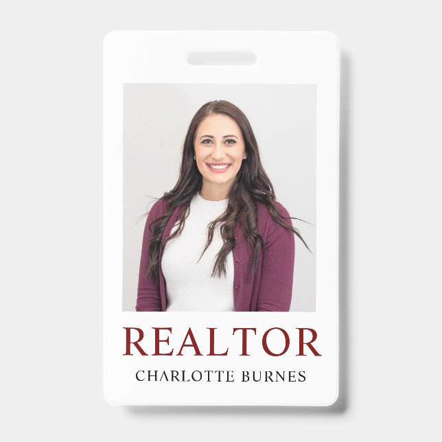 Minimalistische Realtor Foto Abzeichen ID Card Ausweis (Vorderseite)