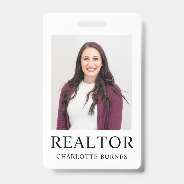 Minimalistische Realtor Foto Abzeichen ID Card Ausweis (Vorderseite)