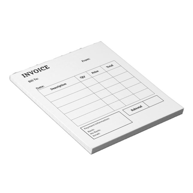 Minimalistische Rechnung Notizblock (angewinkelt)